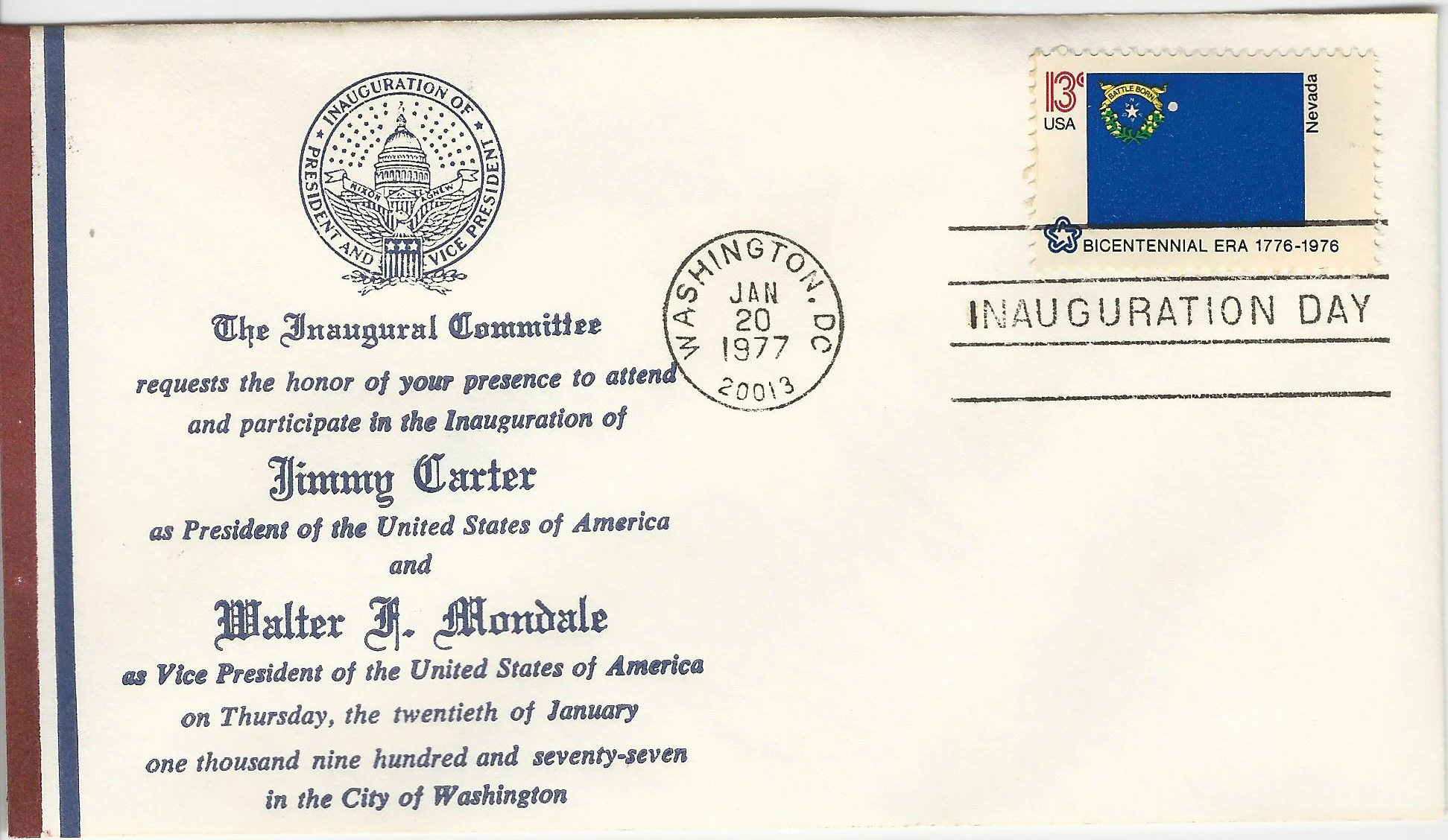 Inauguration Jimmy Carter & Walter Mondale Postmark #1:&hellip;